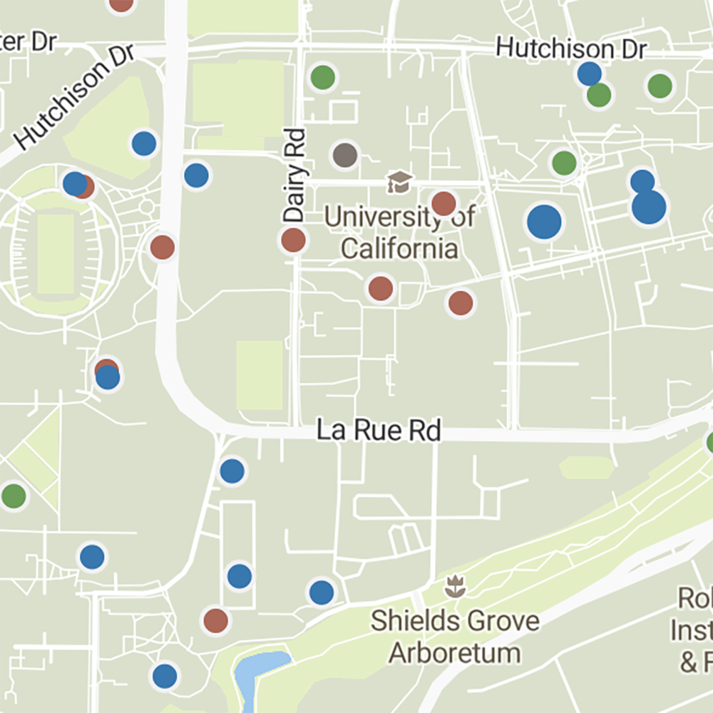 Image of map with dots indicating construction sites